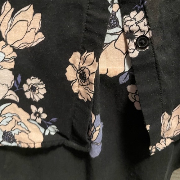 Semi sheer floral button down soft romantic long sleeve collared top blouse - Picture 6 of 6